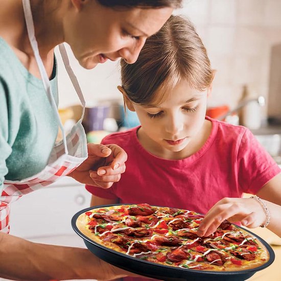 Pizza bakplaat 20 cm - Set van 4 ronde roestvrijstalen pizzavormen voor pizza en cake - Zwart — afbeelding 3