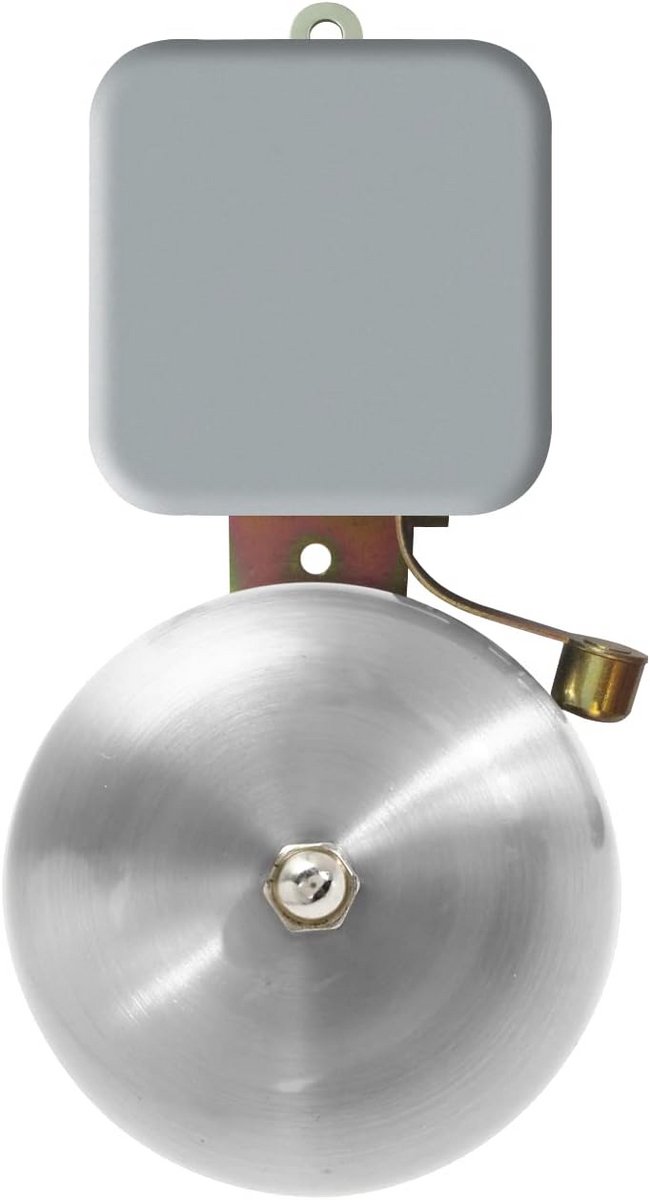 Industriële bel met hamermechanisme 20W 230V 98dB, roestvrijstalen kap