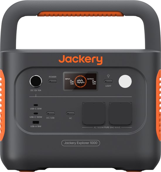 Jackery - Explorer 1000 V2 - Portable powerstation - Draagbaar Powerstation - 1070Wh/1500W - LifePO4-accu - uitgang met 6 USB-C/A AC/DC-aansluitingen - snel opladen 1H - zonne-generator voor buiten, camping, noodgevallen - portable power station vergelijking