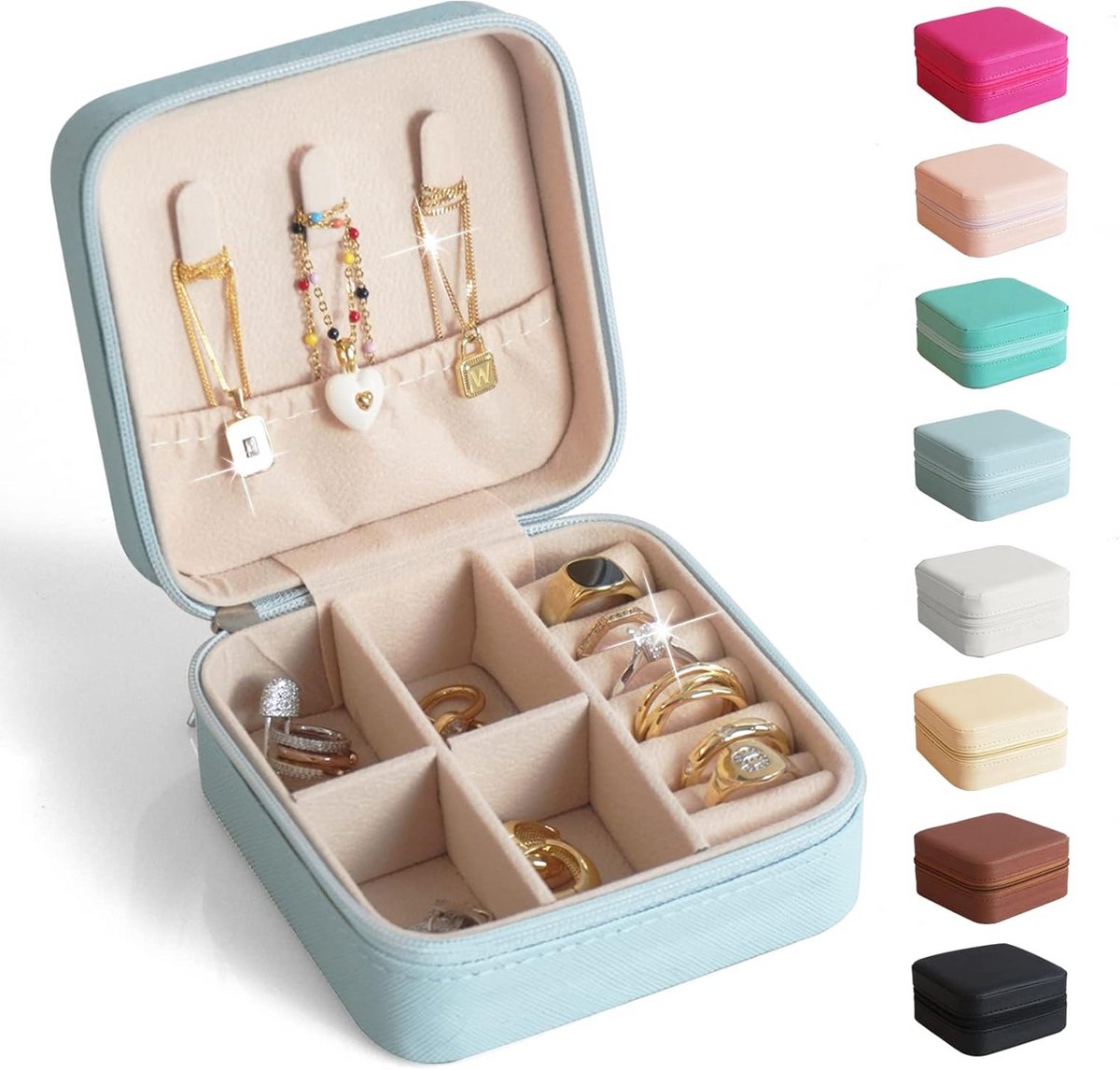 Draagbare Mini Sieraden Reis Etui voor Ringen Kettingen Oorbellen