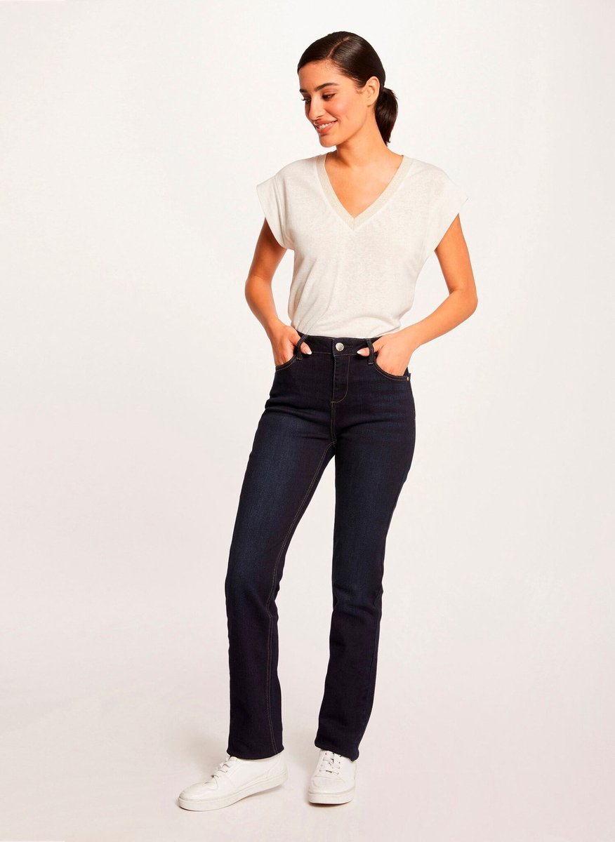 Morgan - stretch jeans straight fit 221-PDROIT Navy - Maat : 38