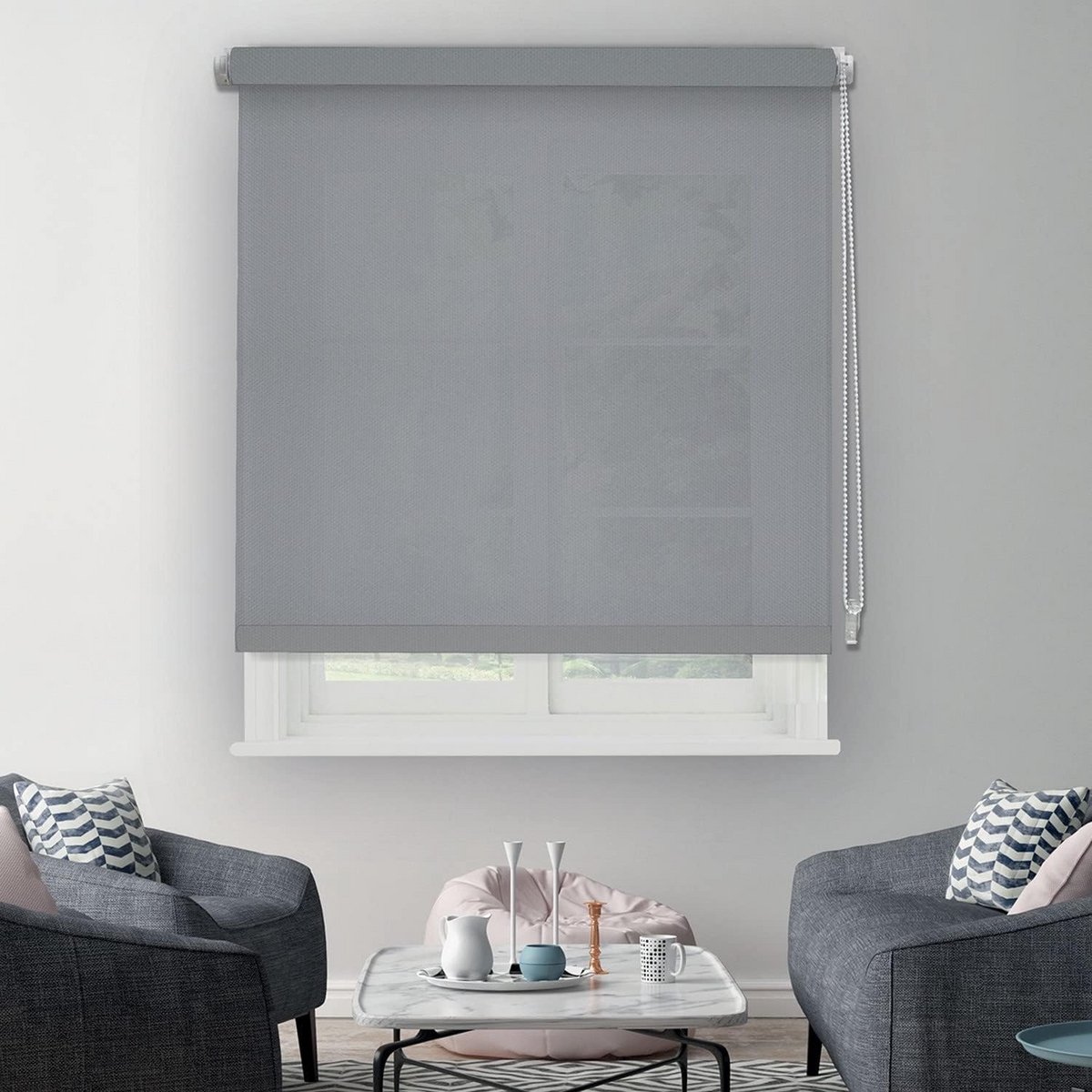 Rol-in-één blind zonder boren lichtgrijs 91 x 170 cm klembevestiging