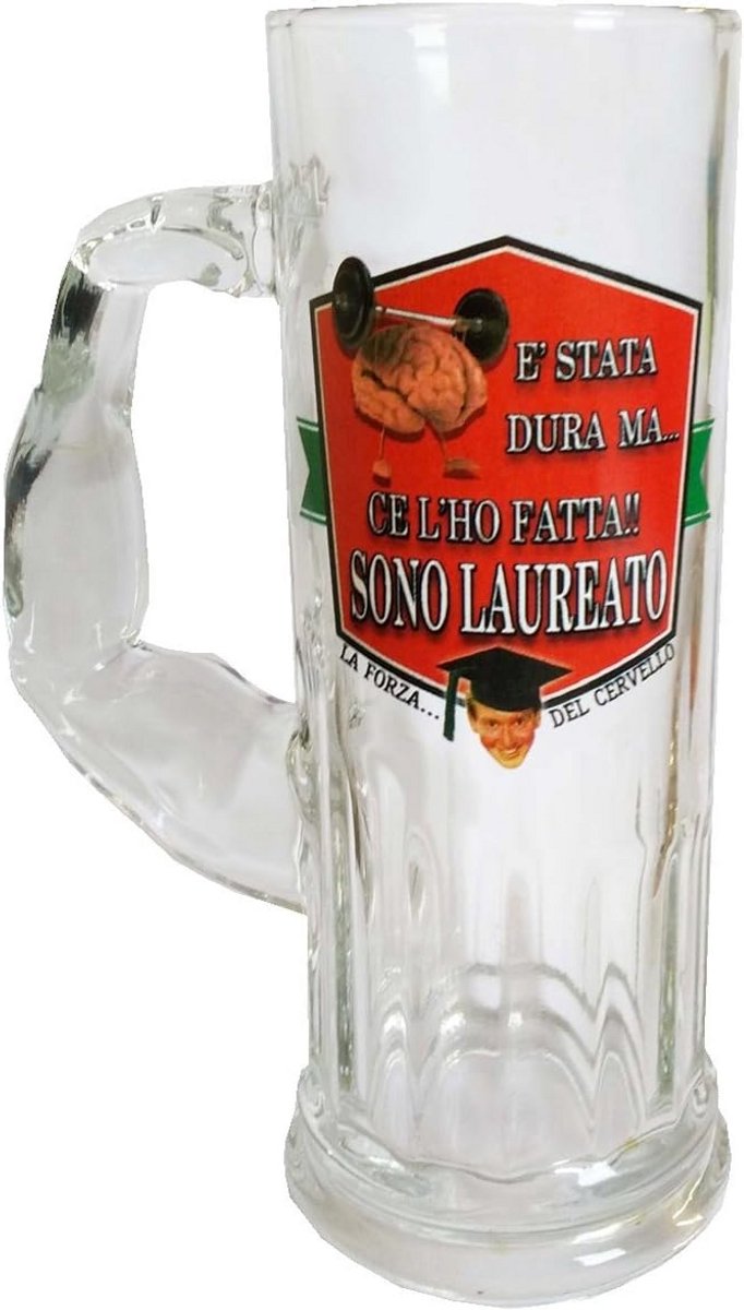 Grote Bierpul met Handvat in Spierbal Vorm 0.5L Glas