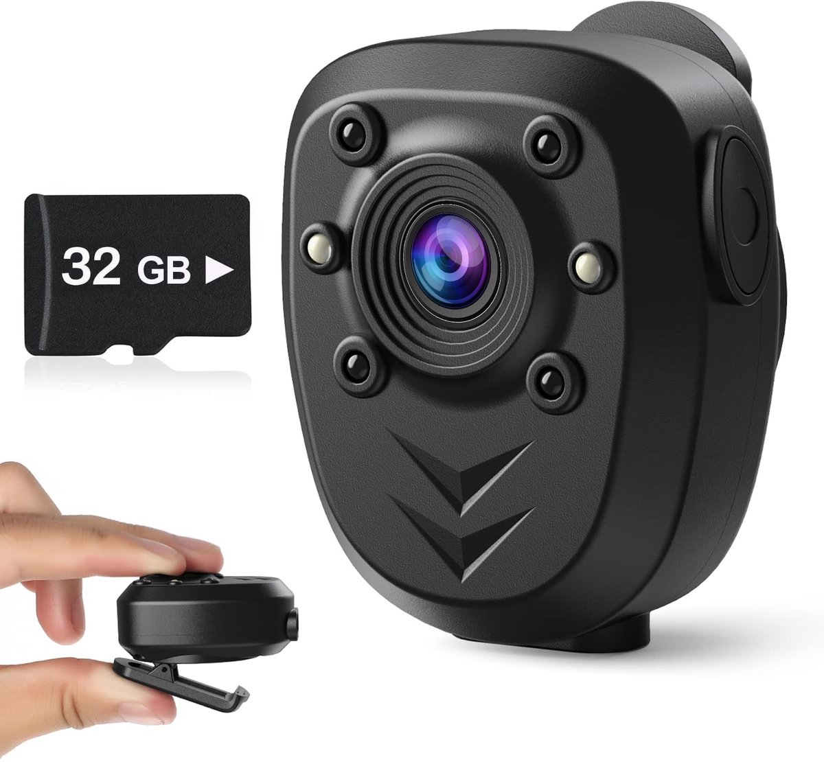 Ynkkvre - Mini Bodycam - 1080P Camera met 128GB - Nachtzicht 4.5m - 360° Klem - Voor Bewijsopname en Beveiliging - Loopopname - 4 uur Batterij - Discreet Draagbaar