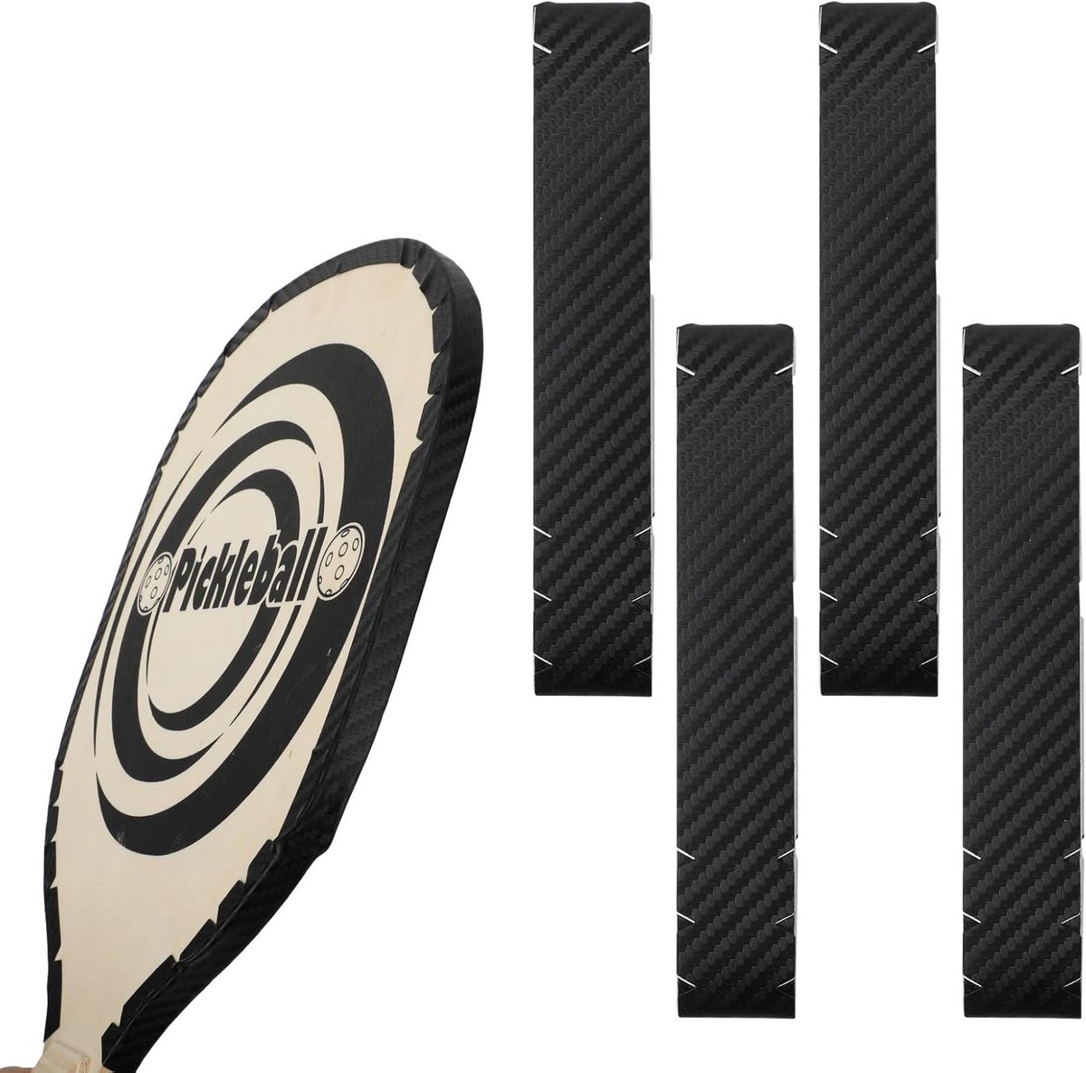 4 Stuks Pickleball Randbescherming Tape - 26mm IJzersterke Paddle Edge Guard Zwart