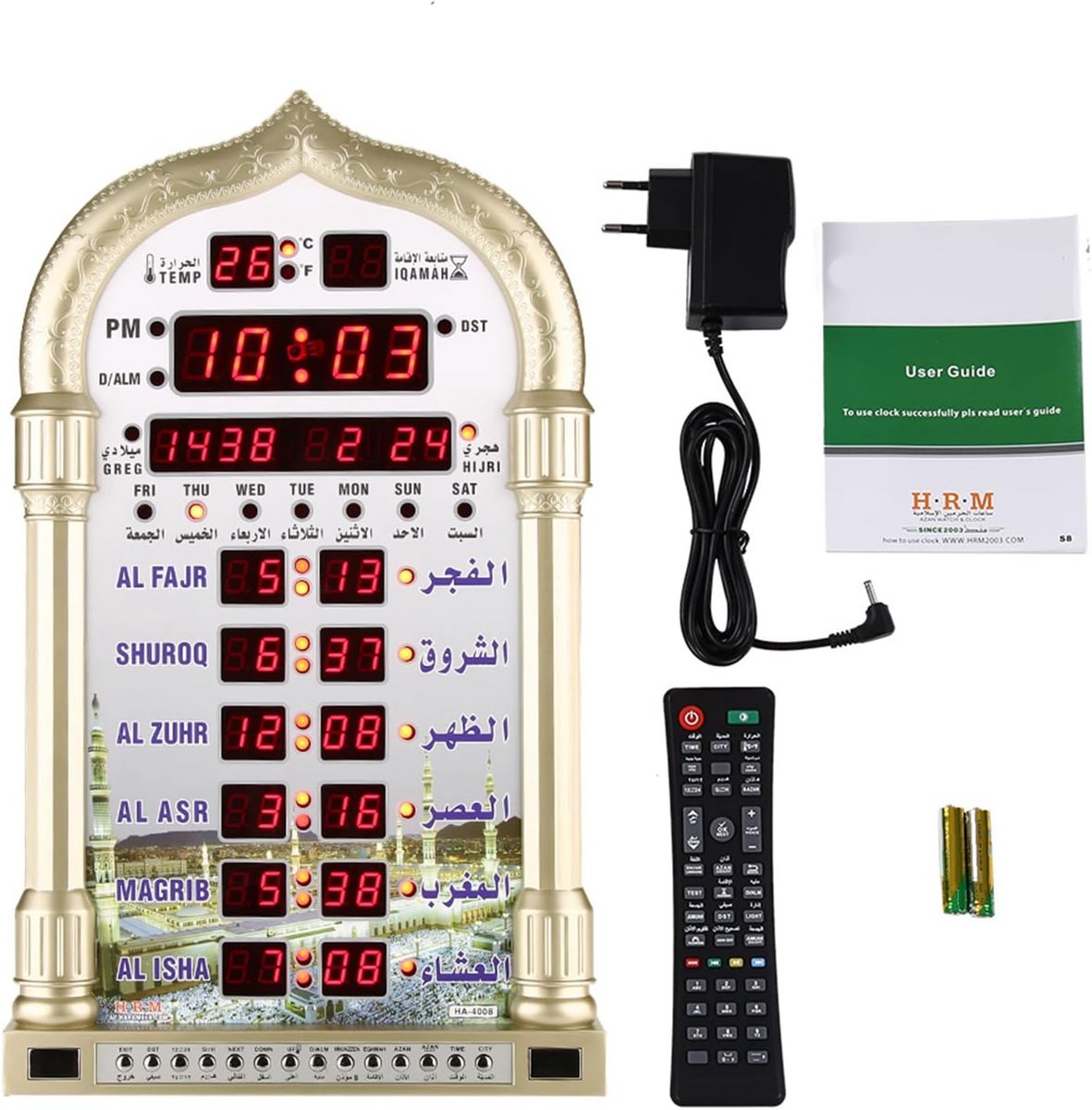 Digitale Koran Gebedstimer met Azan Alarm en Kalender voor Moskee en Thuis