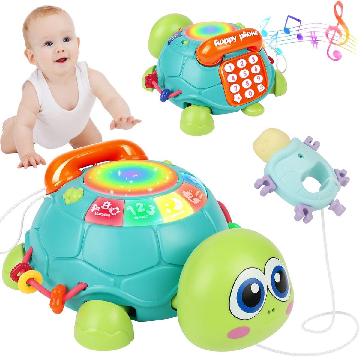 Kruipspeelgoed Schildpad met Licht en Muziek voor Baby's | Educatief Kruipend Speelgoed