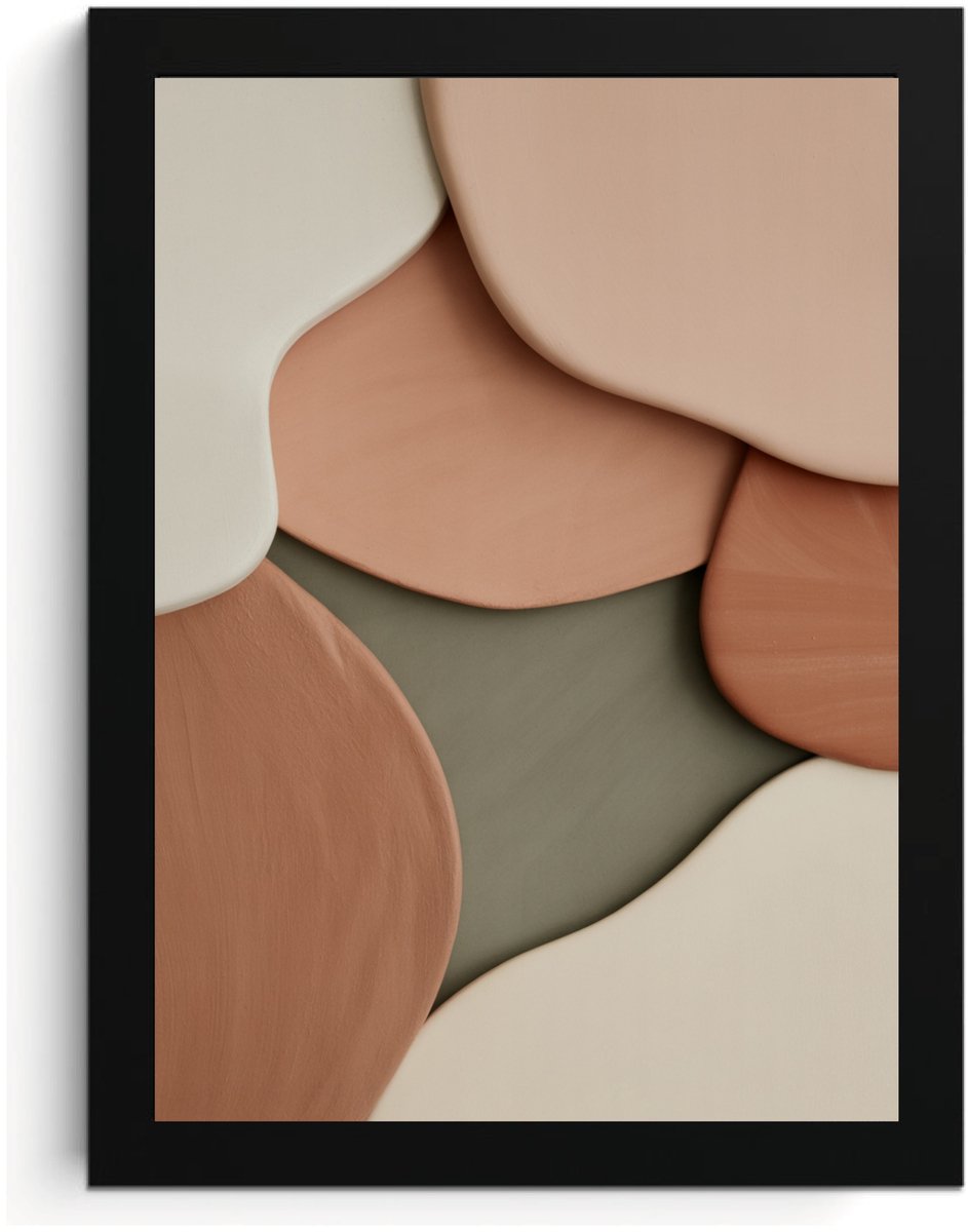 Abstracte A4 fotolijst, terracotta Wall Art, Beige Vormen Art Print, Modern Minimalistisch Wanddecoratie, Hoge Resolutie Art Print