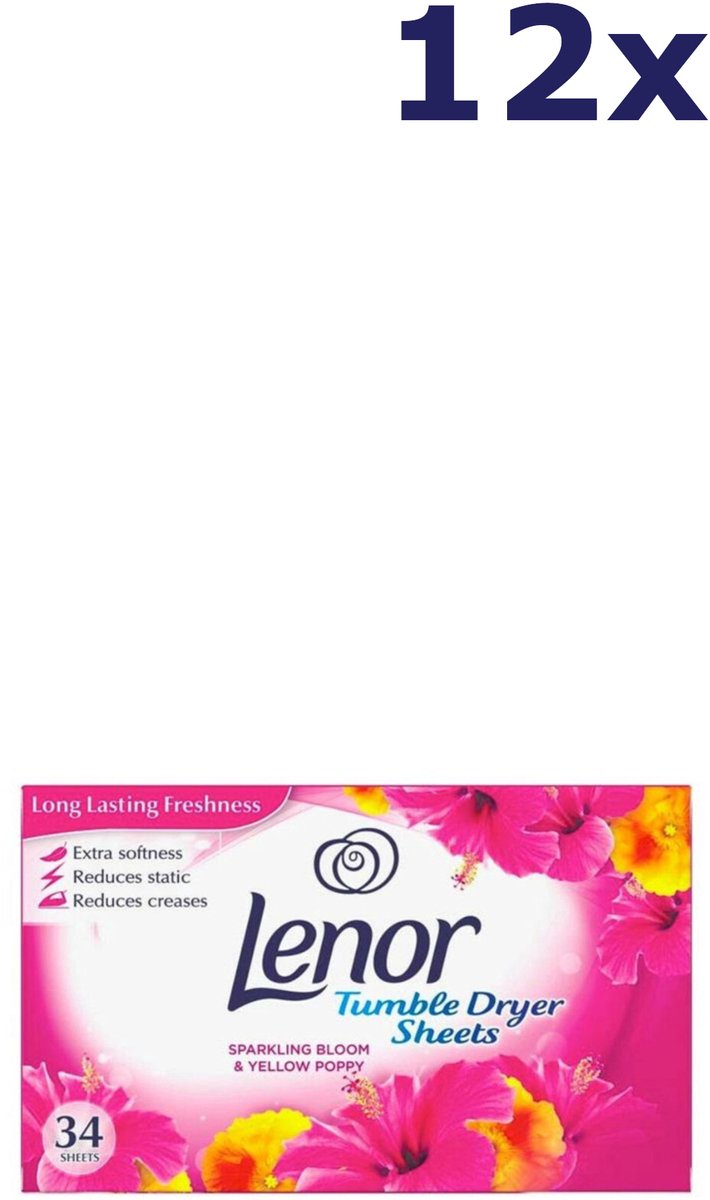 Lenor Droogtrommeldoekjes Pink Blossom 12 x 34 Sheets