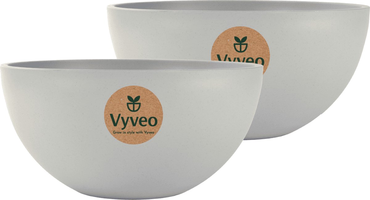 Vyveo - Bloempot Bolla - Set van 2 - 30x15 - Lichtgrijs - Bloempot voor binnen en buiten - Lichtgewicht - Breukbestendig - Vorstbestendig - UV-bestendig