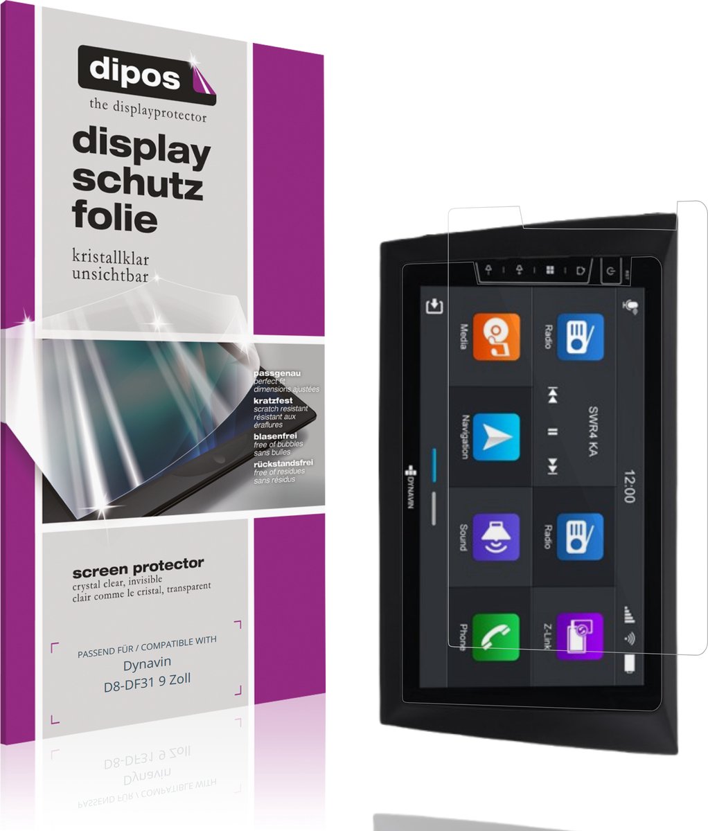 dipos – 2x Beschermfolie geschikt voor Dynavin D8-DF31 9 Zoll | Krasbestendige & heldere Screenprotector Ultra-Thin