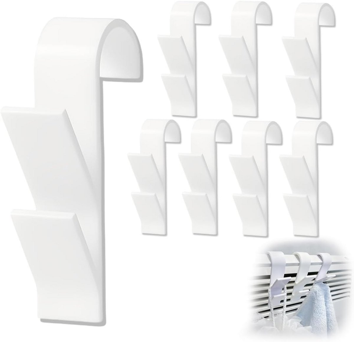 8x Universele Haken voor Badkamer Radiator - Handdoekhouder voor Verwarming
