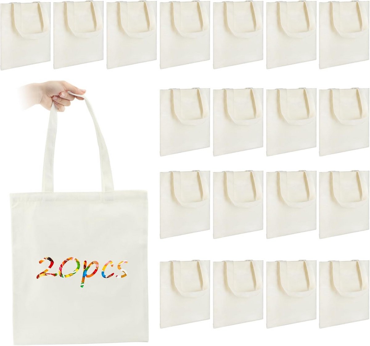 Grote Canvas Draagtas 35 x 40 cm - 20 Stuks Blanco Sublimatie Tassen in Wit