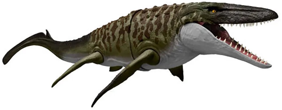 Jurassic World Rebirth Bijtende en Explosieve Mosasaurus, actiefiguur en mini-Dilophosaurus, dinosaurusspeelgoed met kaken die ver open kunnen, beweegbaar, ziet eruit als in de film — afbeelding 14