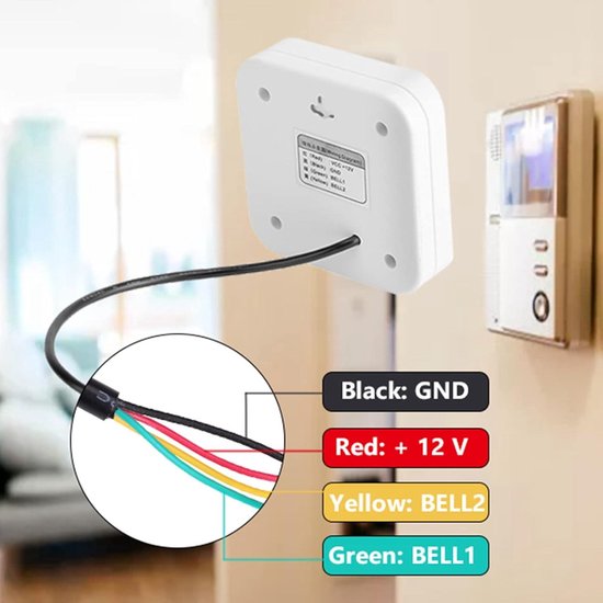 MK Stoer -Elektrische Deurbel voor Thuiskantoor - Extern Bedraad Belsignaal - Geschikt voor 12V DC - Veilige Toegangscontrole - Zwart — afbeelding 2