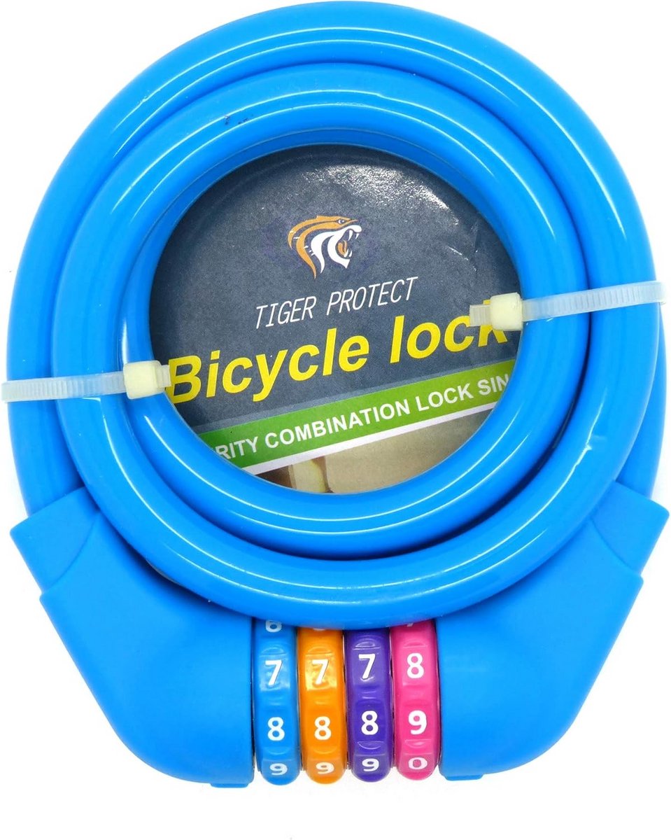 Kinderfietsslot Cijferslot Spiraalslot met Instelbare Code voor Kinderfiets