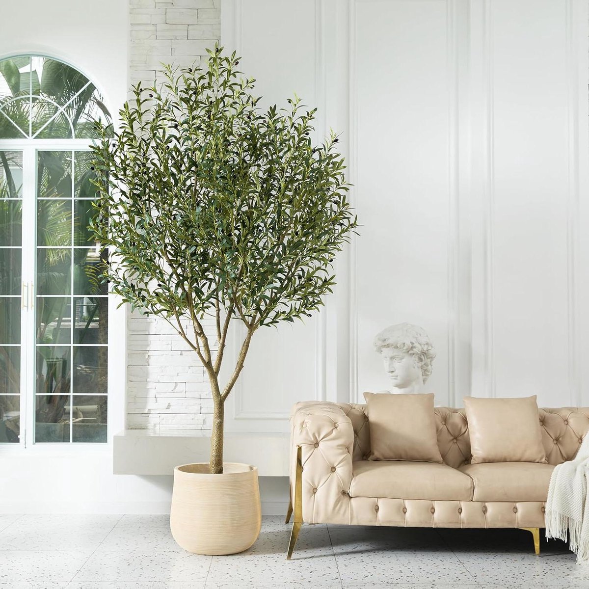 Provento Realistische kunst olijfboom van 240cm, decoratieve boom voor binnen, natuurgetrouwe faux plant Groen