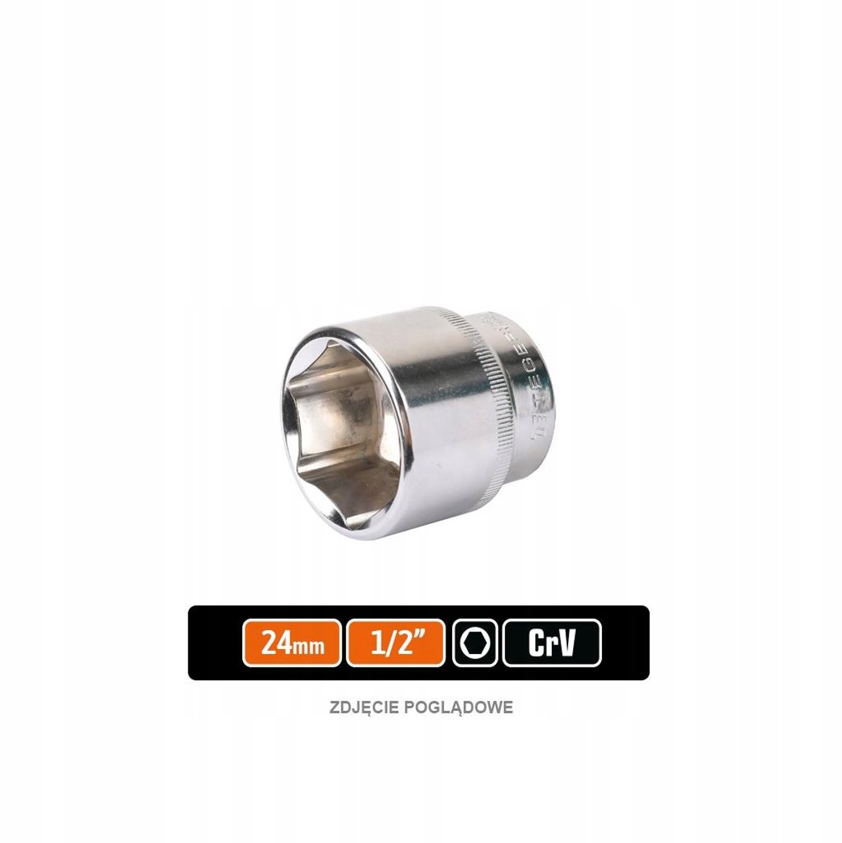 Teger dopsleutel 1/2" 24 mm zeskant CRV staal