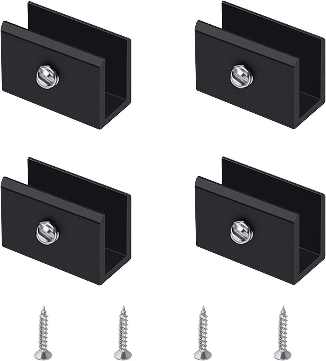 Provento - Verstelbare glazen klemmen voor wandmontage - Set van 4 - Aluminiumlegering - Houder voor glazen planken - Geschikt voor 6-8 mm dikte