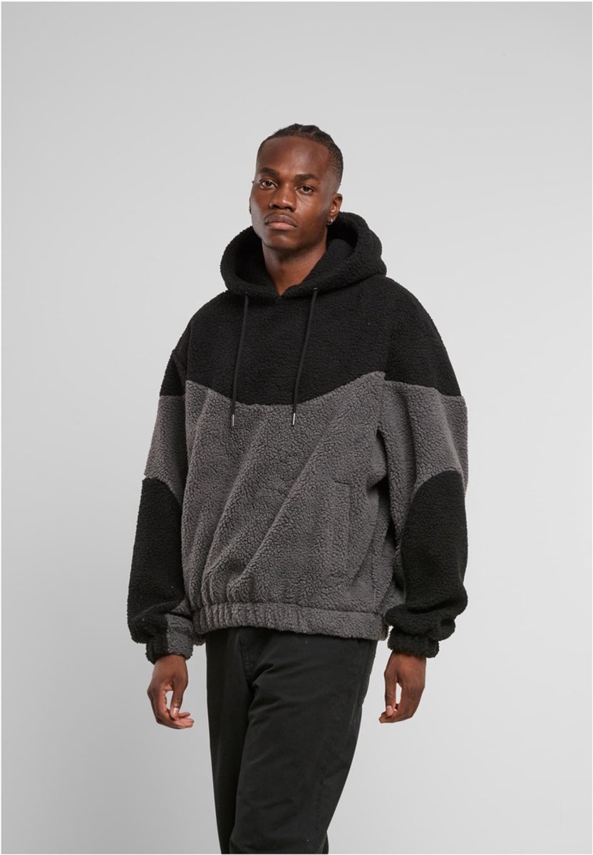 Urban Classics Weavy Colorblock Teddy Hoodie/trui M Grijs