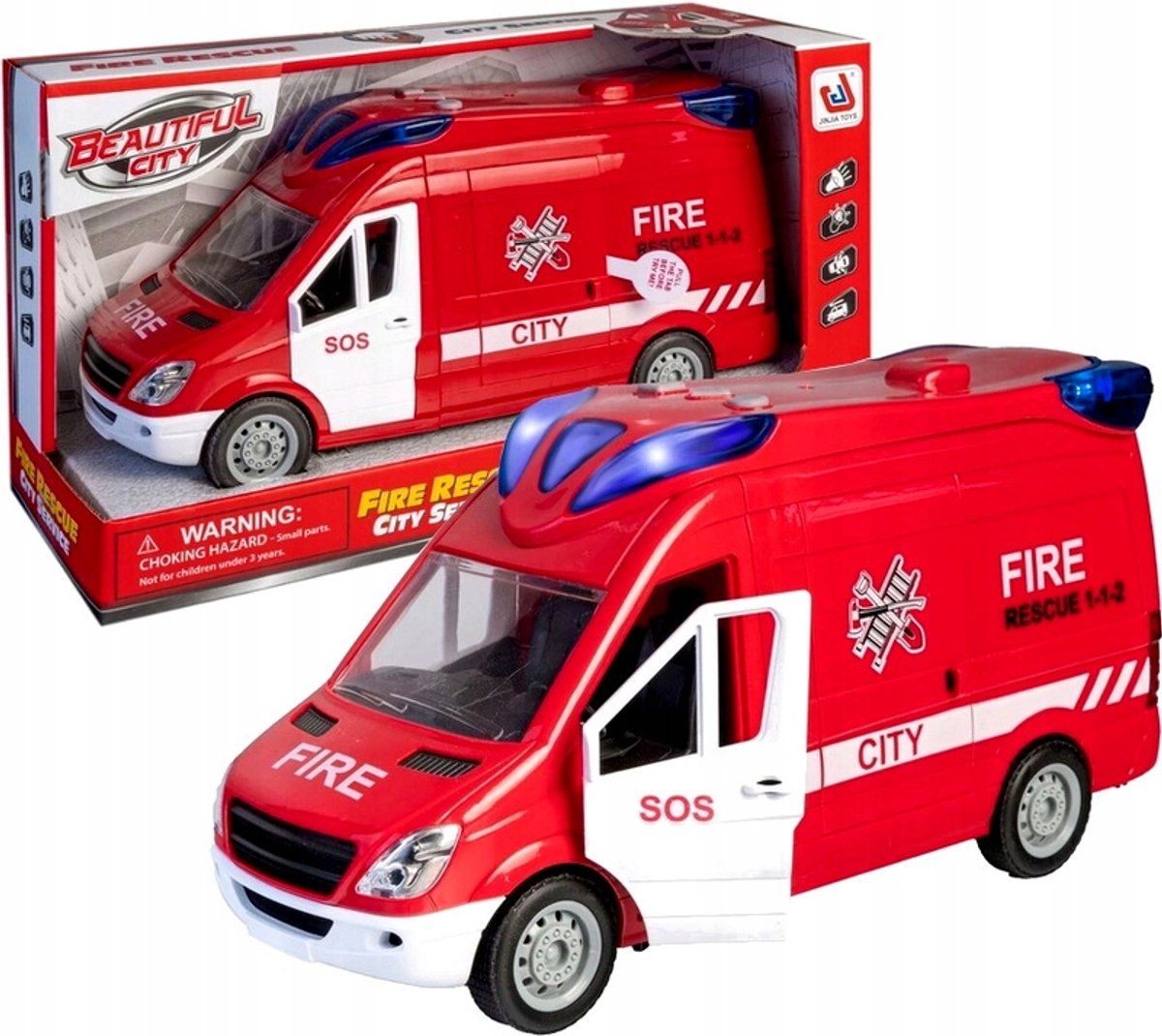 Brandweerwagen Speelgoed met Geluid & Licht, Rubberen Banden
