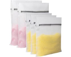 longziming -5-delige Waszakken Set met Honingraatstructuur – Sterke Wasnetten voor Fijn Wassen, Ondergoed & Kleding – Herbruikbare Wastas met Rits – Ideaal voor Reizen & Kledingorganisatie