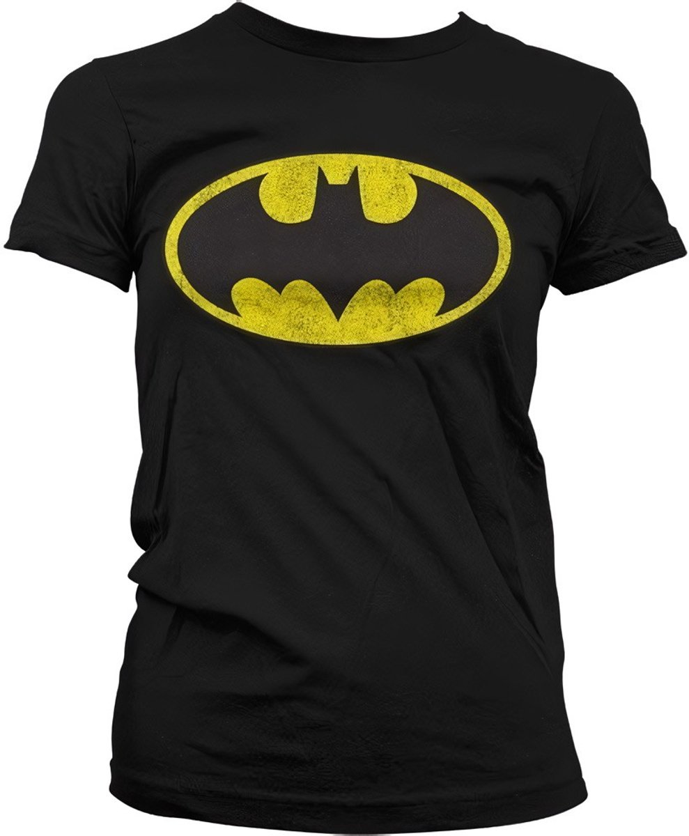 DC Comics Batman Dames Tshirt -S- Distressed Logo Zwart