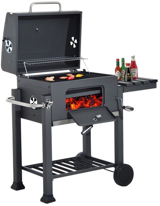 PIPIPOXER-Houtskool BBQ - Smoker Barbecue - Verstelbaar kolenrooster - Zwart van PIPIPOXER — afbeelding 4