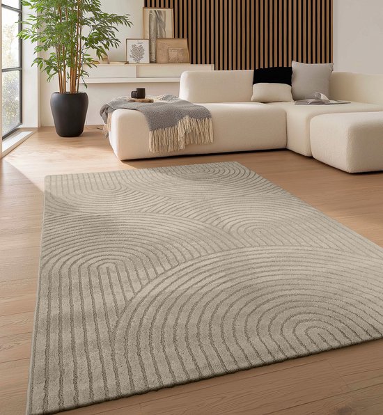 Flycarpets Skando Vloerkleed Japandi & Scandinavisch - Beige - Laagpolig Tapijt Woonkamer - 160x230 cm