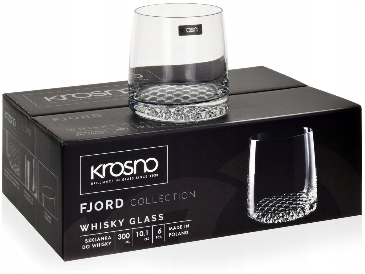 Krosno Fjord Whiskyglazen 300 ml - Set van 6