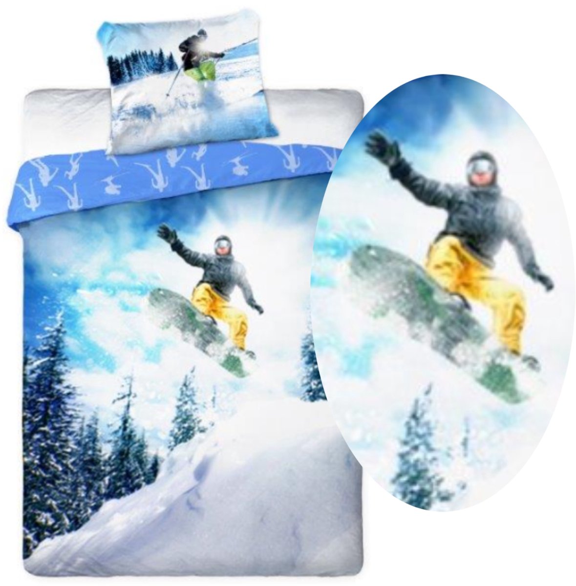 Dekbedovertrek Set 160x200cm Katoen Snowboard Winter Sport