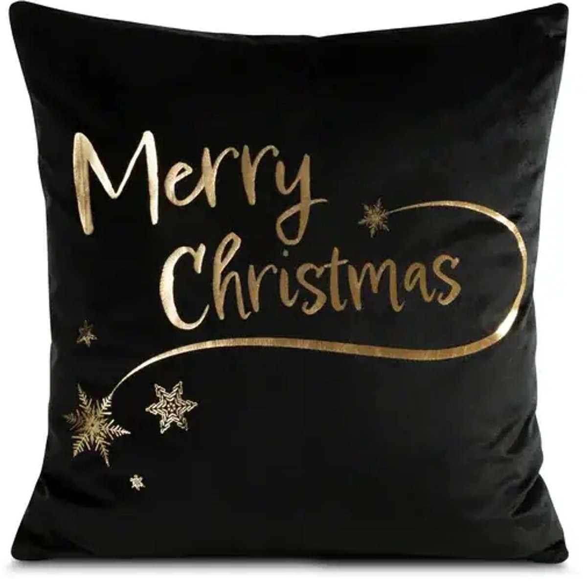 Kerst Kussenhoes Fluweel Zwart Goud 45x45cm Elegant Decoratief