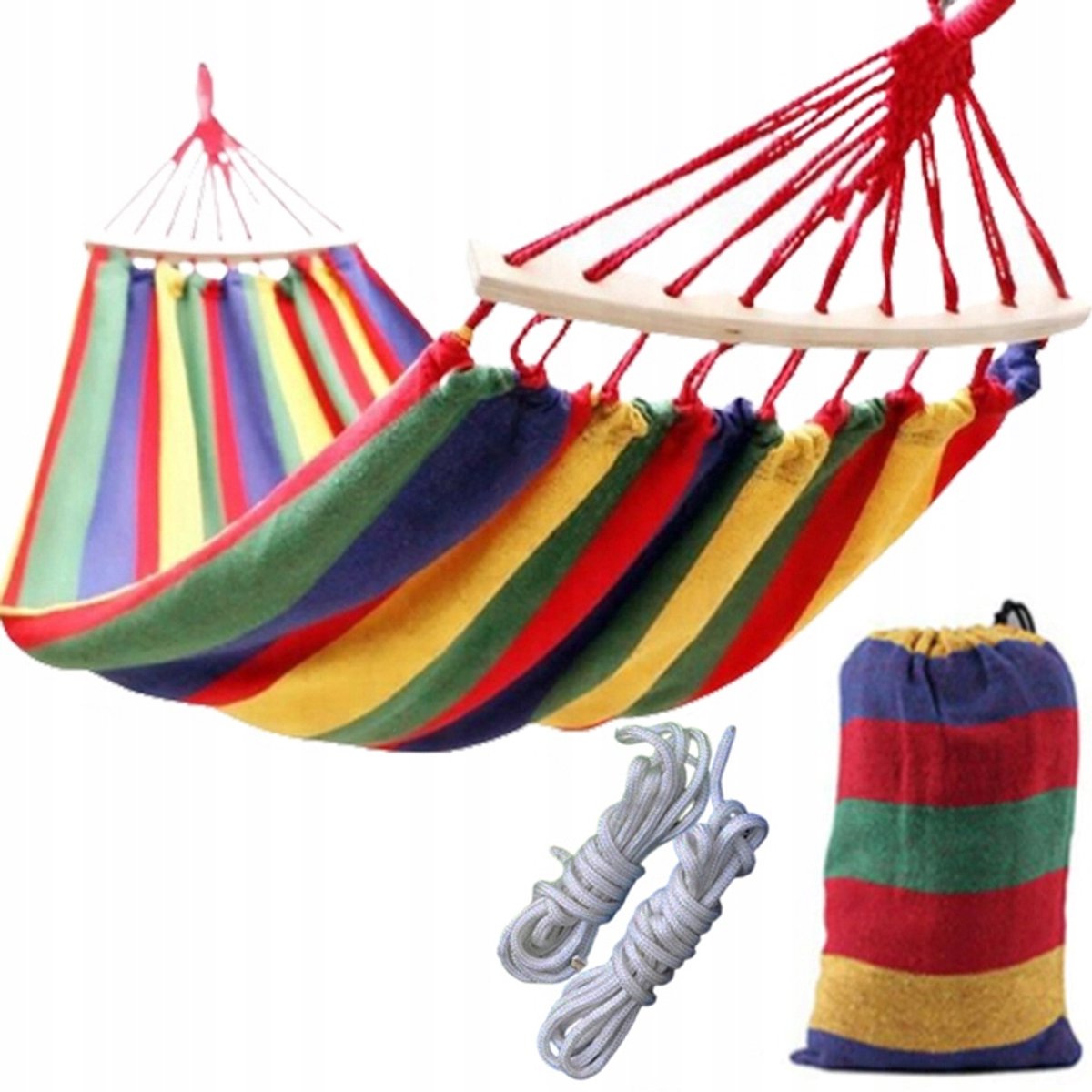 XXL Tweepersoonshangmat met Houten Spreidstok - 270x150 cm - Rood