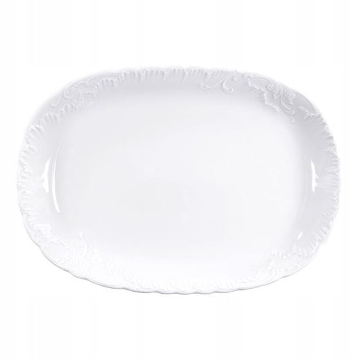 Ovaal Dienblad 33 cm Rococo Wit Porselein - 2e Keus