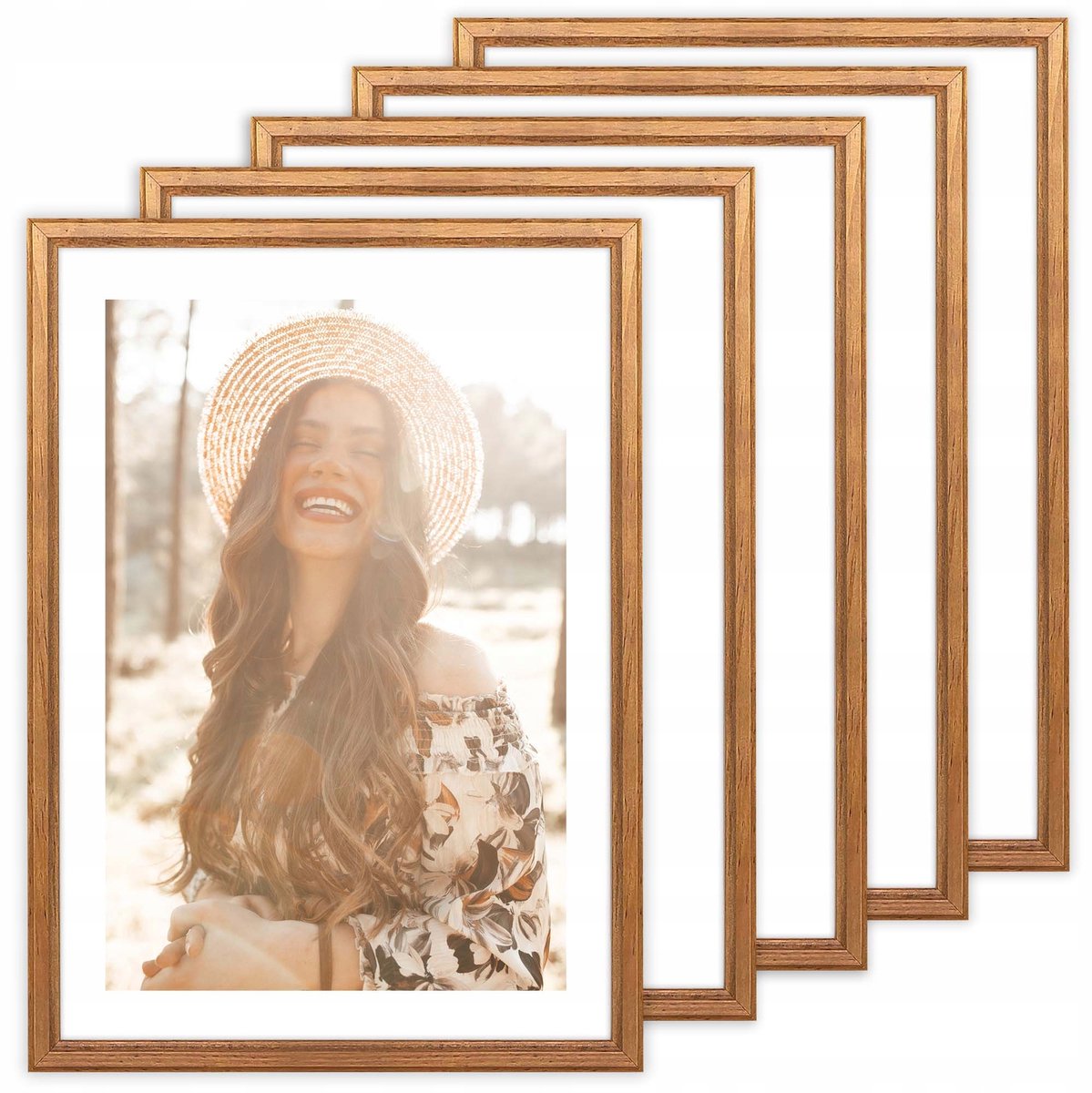 Houten Fotolijsten Set van 5 stuks - 10x15 cm