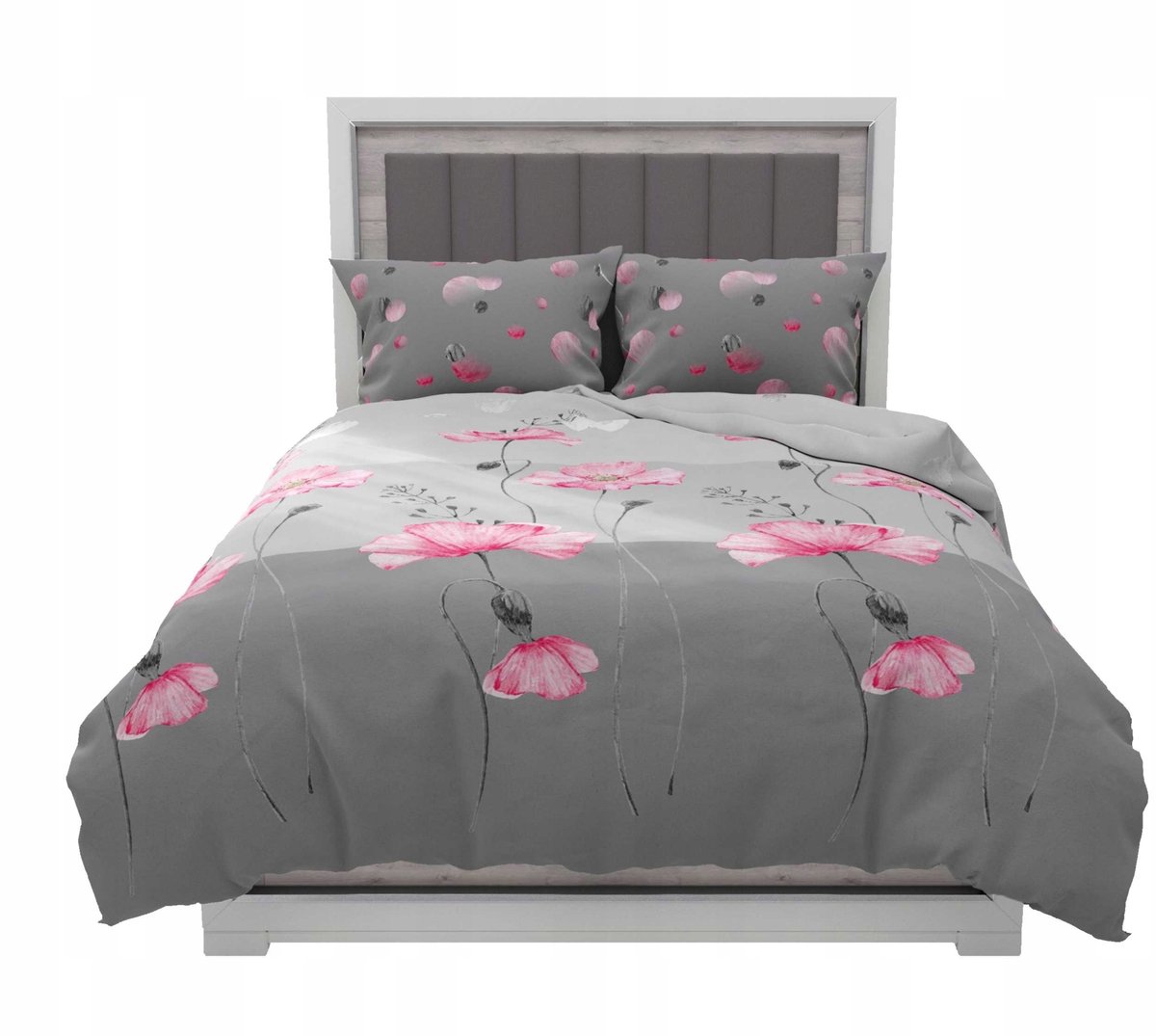 Zaratex Satine Beddengoed 140x200cm Poppy Bloemen Zilver
