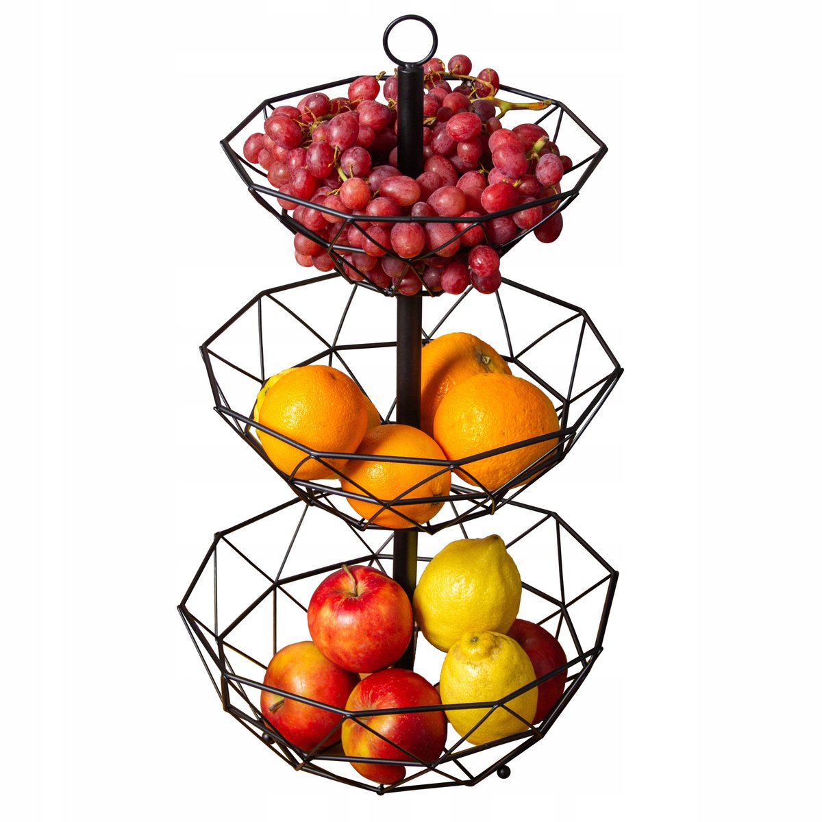 3-Laags Metalen Fruitmand Zwart - Stijlvolle Keuken Organizer