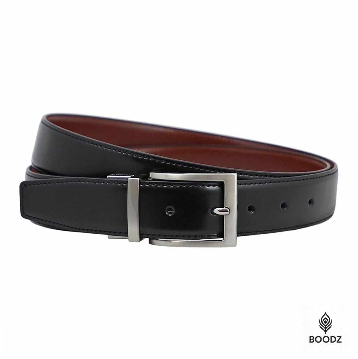 Boodz Leren Draaibare Riem | Keerriem | Zwart en Cognac | Maat 95