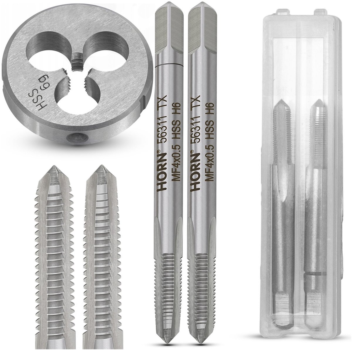 M4 Tap & Die Set: 2x Tap M4x0,5 + Matrijs, Gereedschap