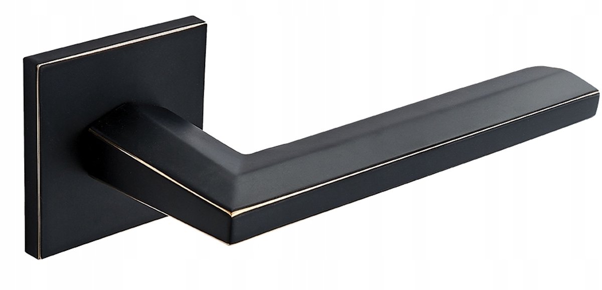 Kuchinox Libia Slim Deurklink Zwart Mat met Gouden Rand 6mm