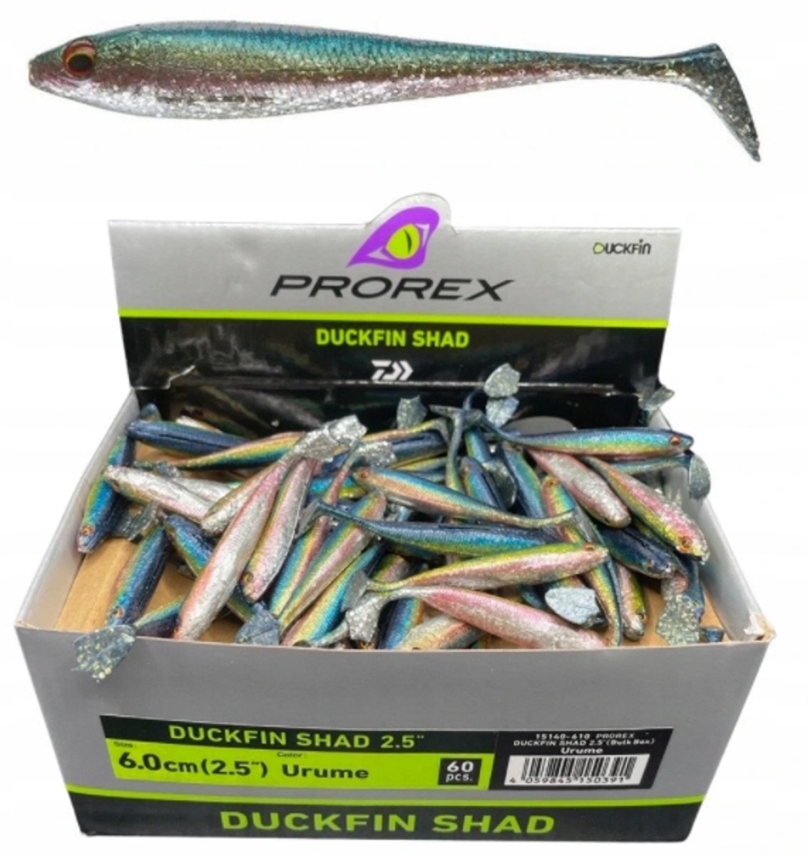 Daiwa Duckfin Shad 6cm - Zwart/Groen, 1 Stuk