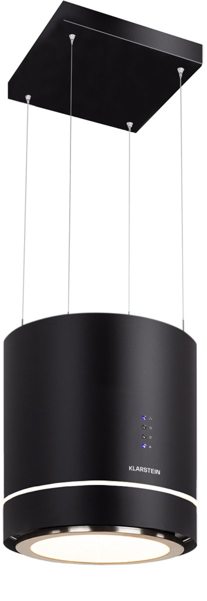 Klarstein Tron Ambience eilandafzuigkap - ø38cm circulatie 540m³/h - led - zwart