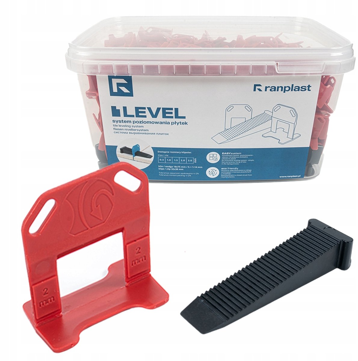 Ranplast Tegel Levelling Systeem 2mm: 300 Clips + 50 Wiggen