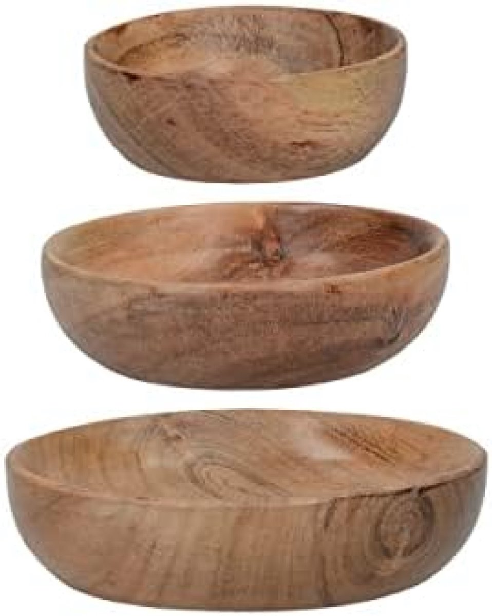 PromoHome Houten Serveerschalen Set van 3 - Acaciahout - Voor Snacks en Dips