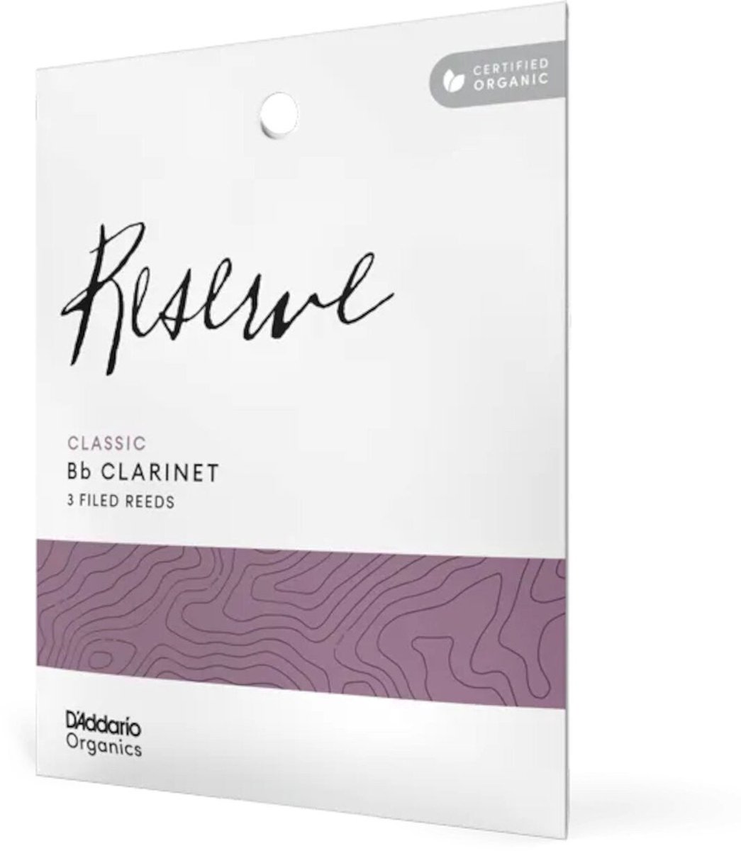 D'Addario Woodwinds ODCT0335 Organic Reserve Classic Bb Klarinetrieten, 3.5, 3-pack