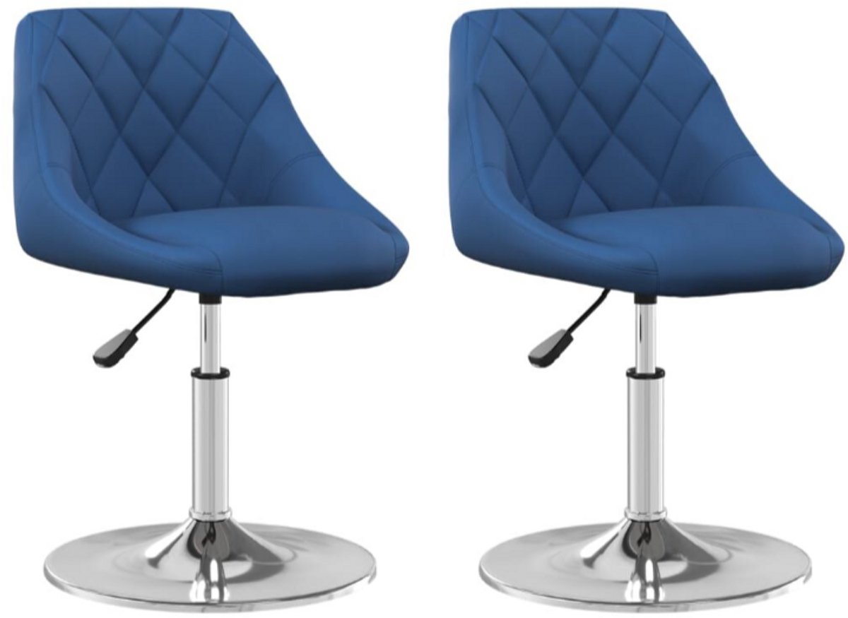 vida xl Eetkamerstoelen draaibaar 2 st fluweel blauw