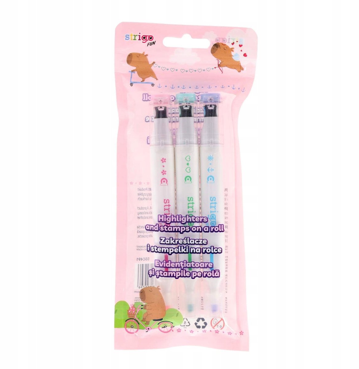 Strigo Rol-Stempel Markers 2-in-1 Set - 4 Stuks