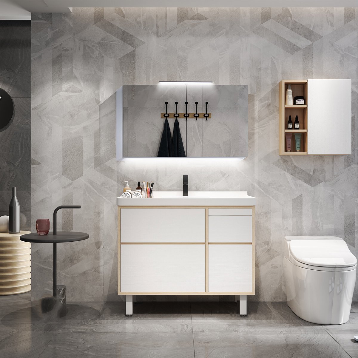 LED Spiegelkast - Afimona Vanity 80x60 cm - Randloos - Aluminium - Witte Afwerking - IP44 Gecertificeerd