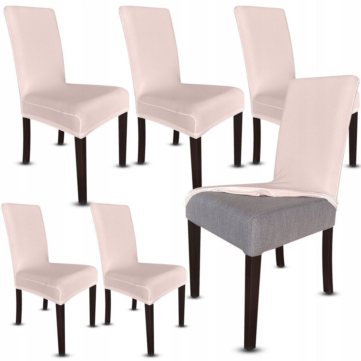 Universele Stoelhoezen Beige - Set van 6