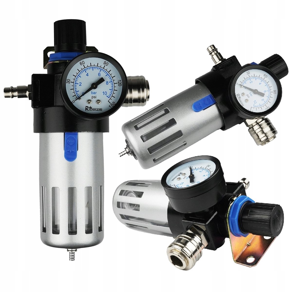 Aluminium Luchtfilter met Reducer en Waterafscheider 1/4"